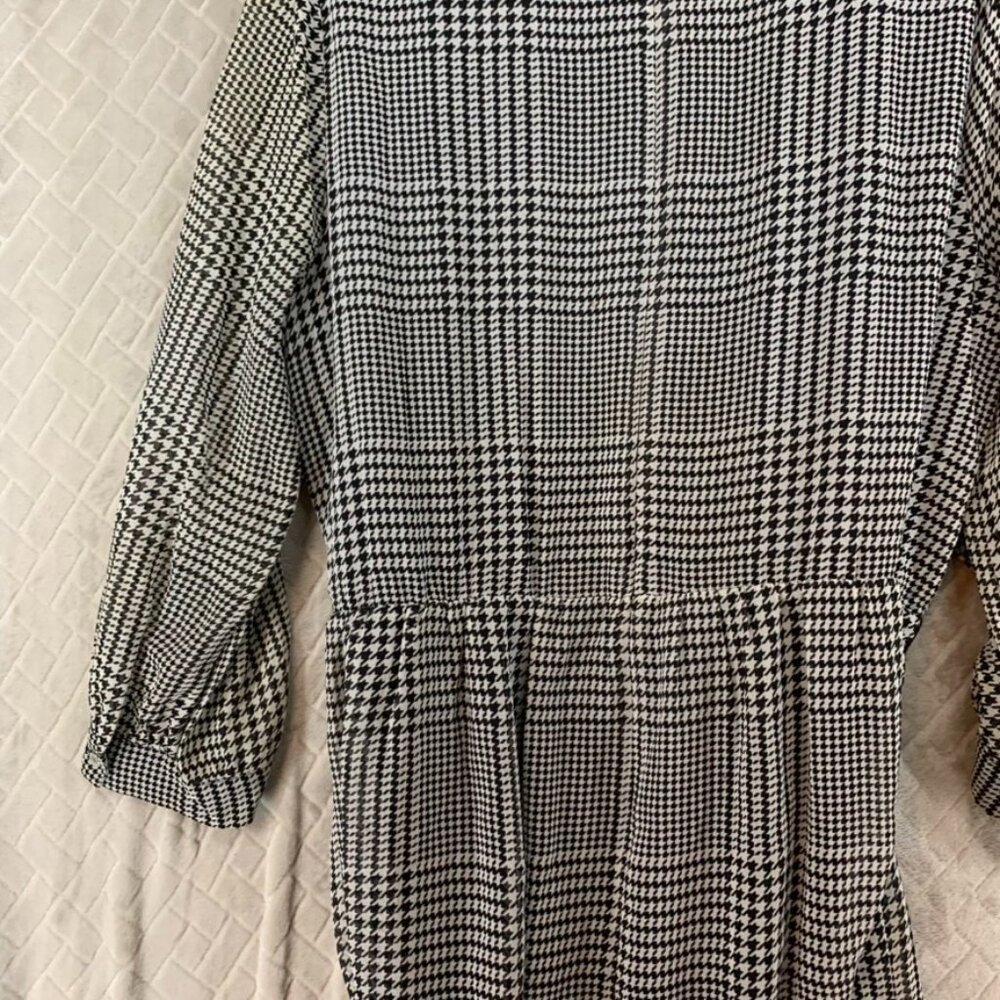 Calvin Klein Womens M Mini Dress Black White Houndstooth Long Sleeve with Belt - Picture 16 of 16